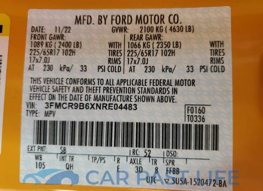 3FMCR9B6XNRE04483# 12