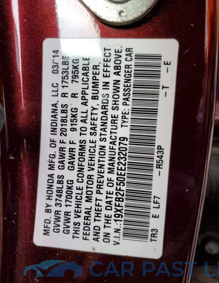 19XFB2F50EE232079# 12