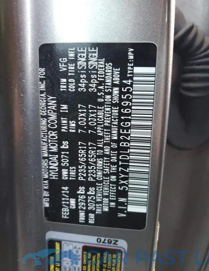5XYZTDLB2EG169554# 12