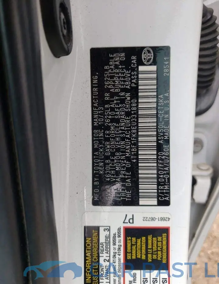 4T1BF1FK8EU331880# 12