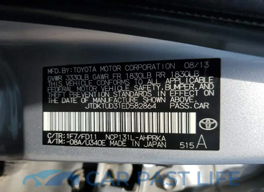 JTDKTUD31ED582864# 12