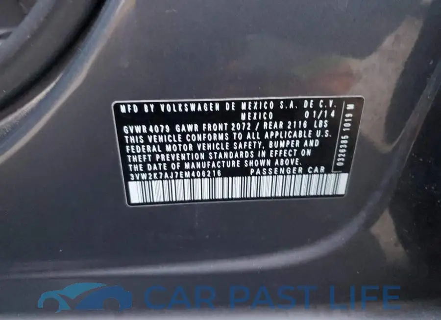 3VW2K7AJ7EM406216# 12