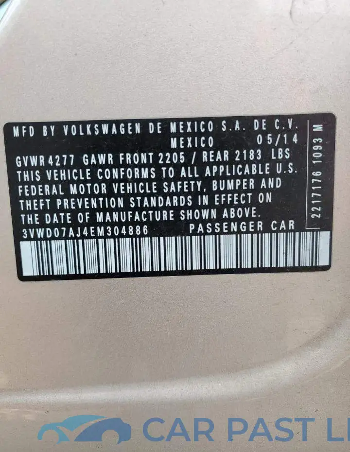 3VWD07AJ4EM304886# 13