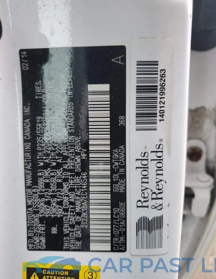 2T2ZK1BA7EC146546# 12