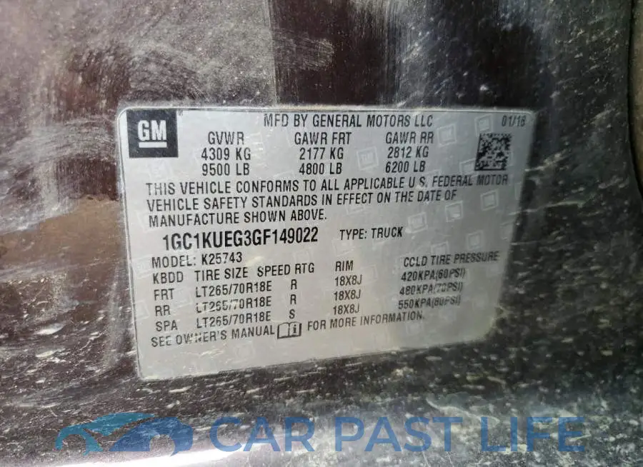 1GC1KUEG3GF149022# 12