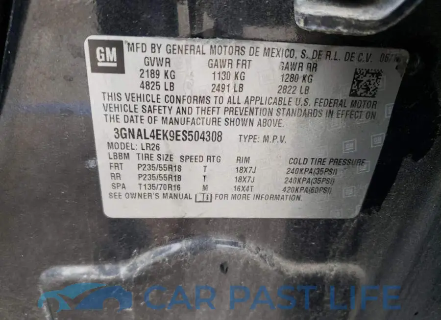 3GNAL4EK9ES504308# 13