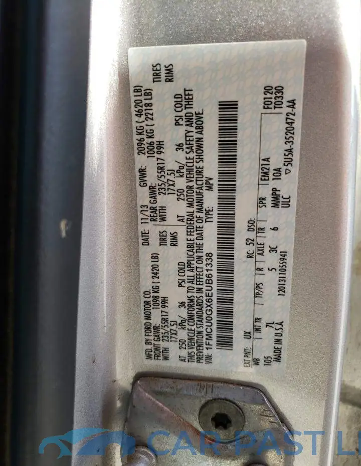 1FMCU0GX6EUB61338# 13