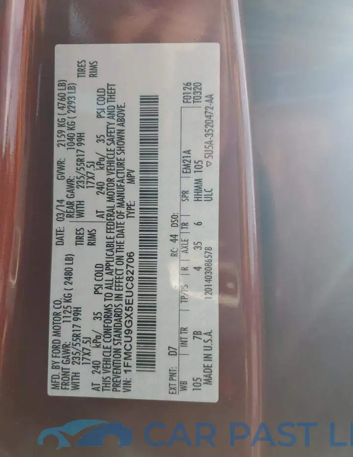 1FMCU9GX5EUC82706# 12