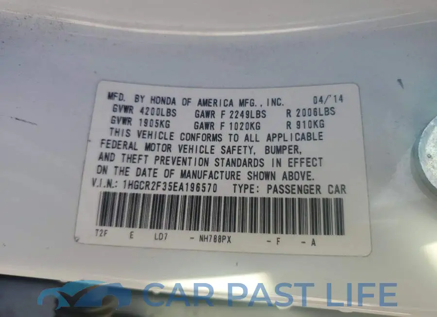 1HGCR2F35EA196570# 12