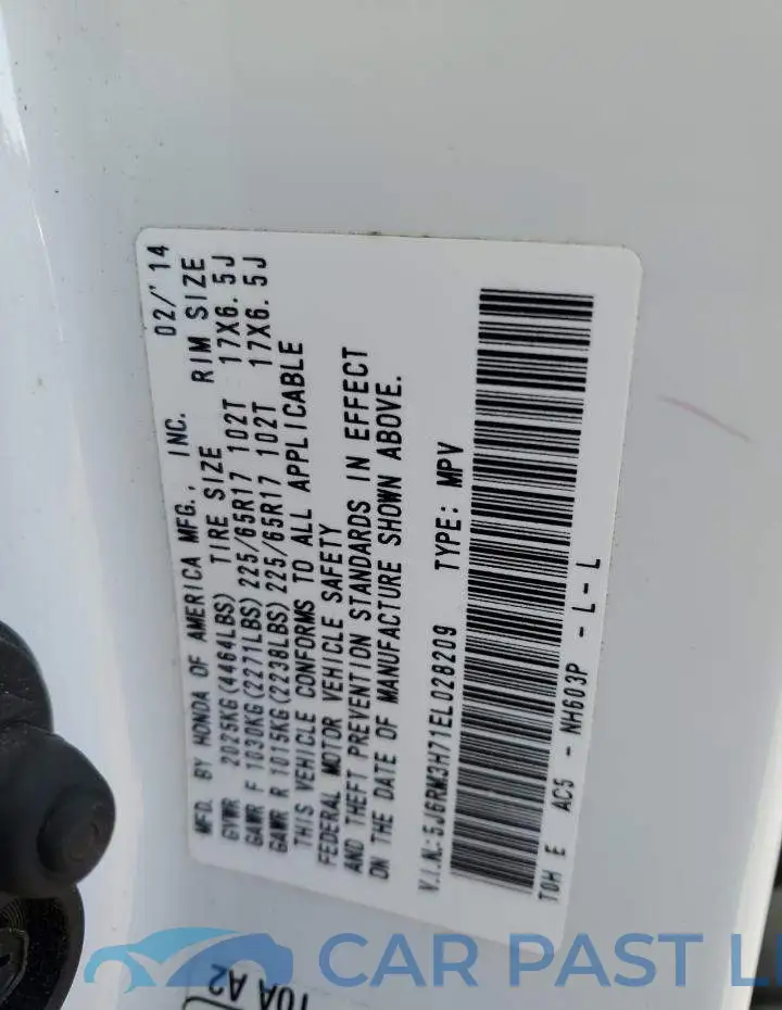 5J6RM3H71EL028209# 12