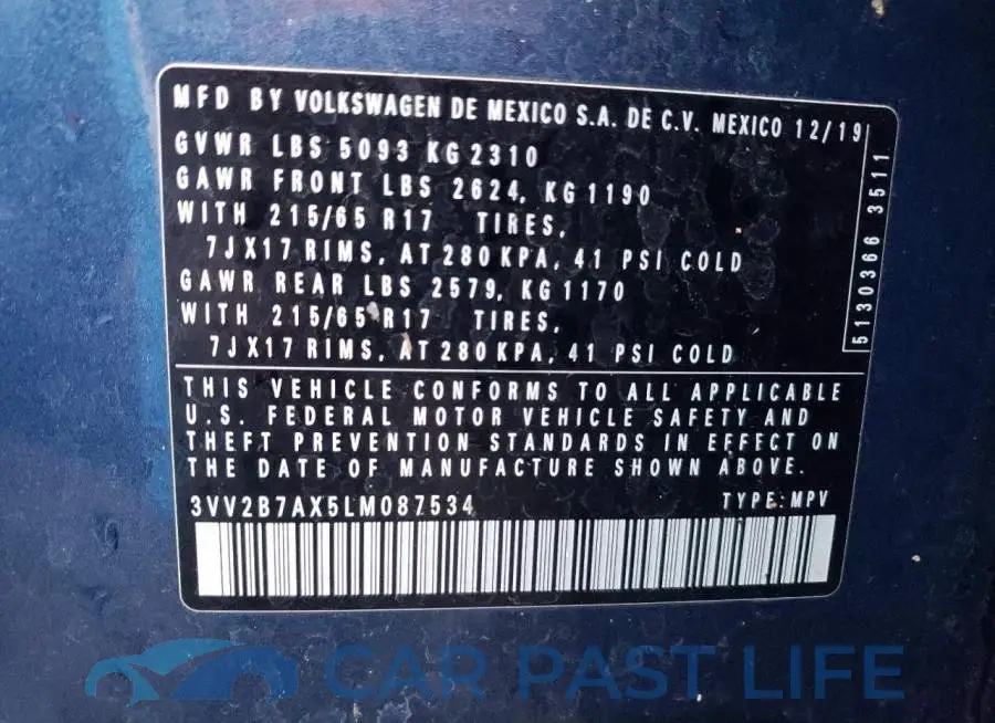 3VV2B7AX5LM087534# 13