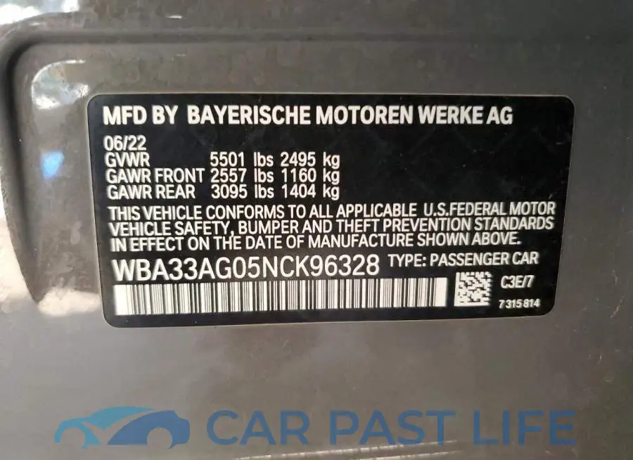 WBA33AG05NCK96328# 12