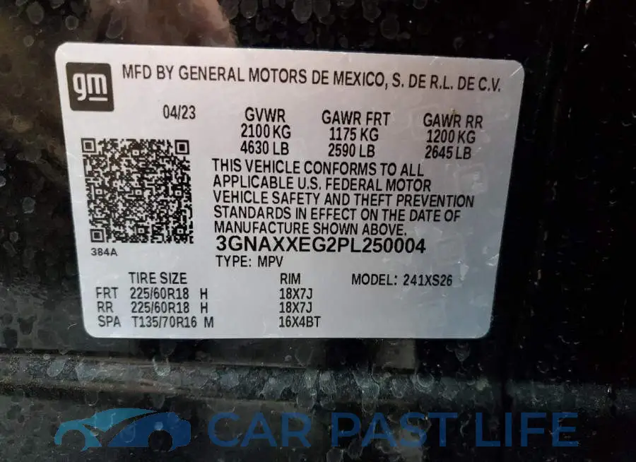 3GNAXXEG2PL250004# 12