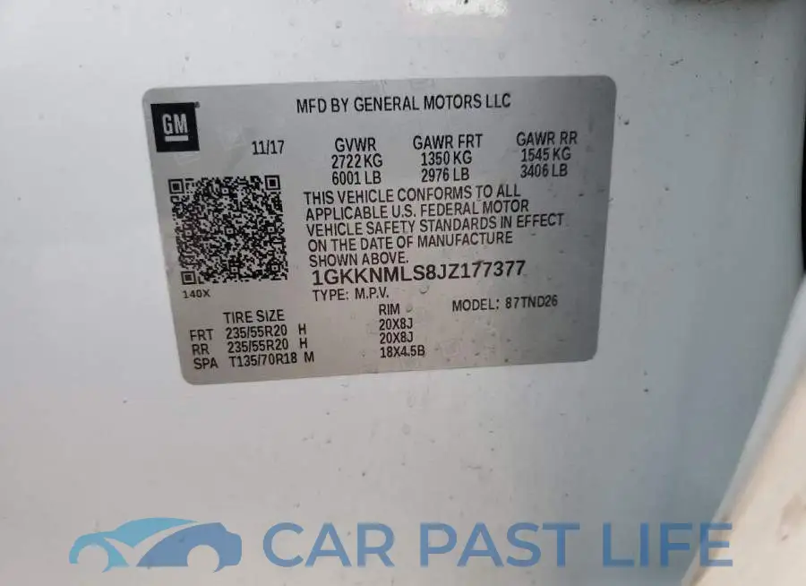 1GKKNMLS8JZ177377# 13