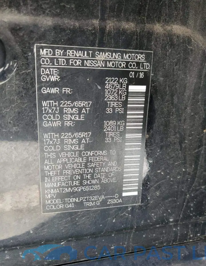 KNMAT2MV9GP651285# 12