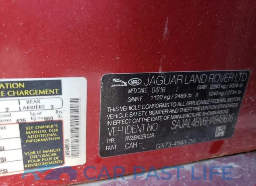 SAJAL4BV6HA948616# 12