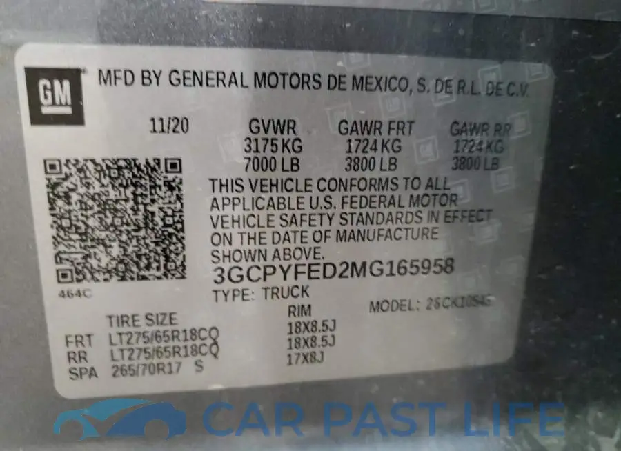 3GCPYFED2MG165958# 12