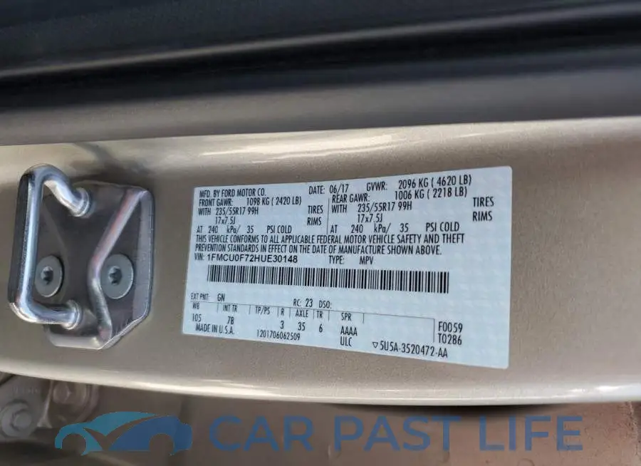 1FMCU0F72HUE30148# 12