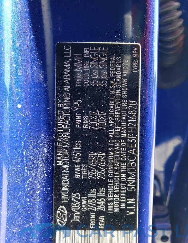 5NMJBCAE3PH216820# 14