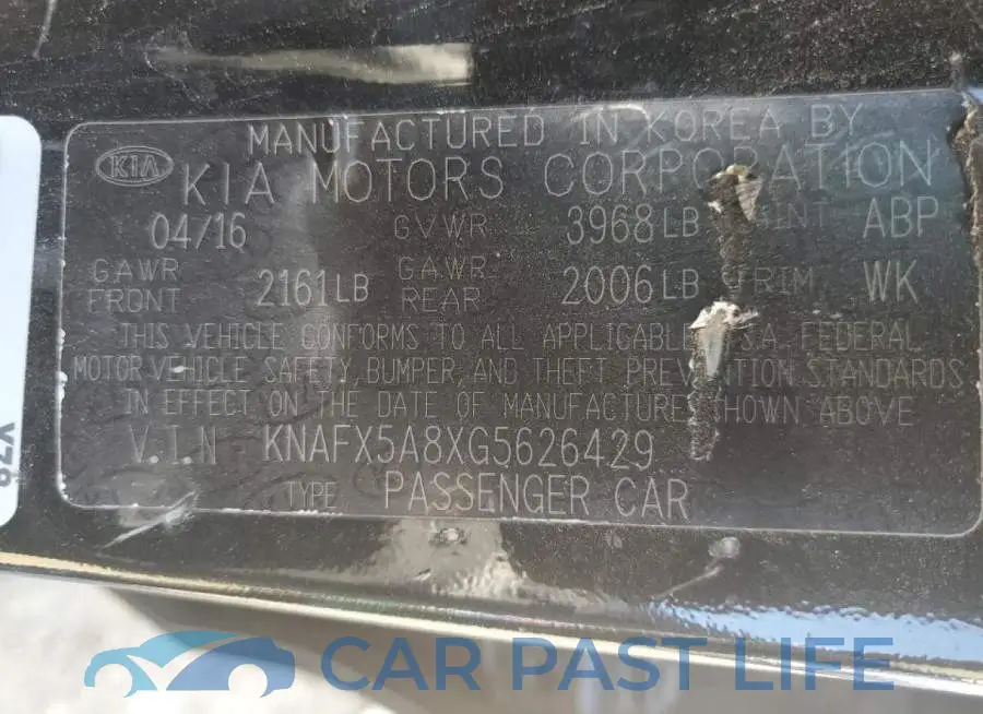 KNAFX5A8XG5626429# 12