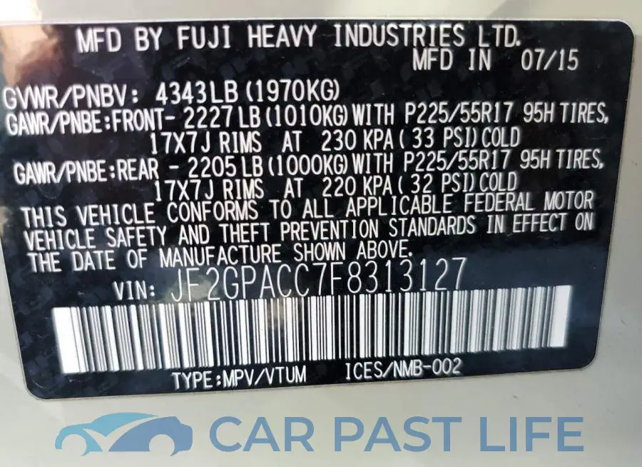 JF2GPACC7F8313127# 13