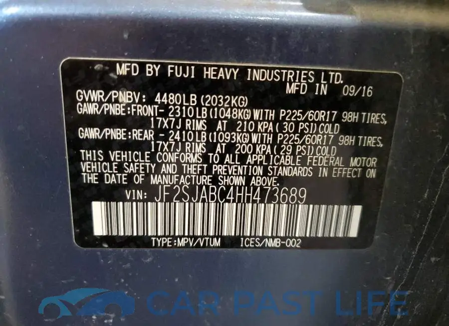 JF2SJABC4HH473689# 12