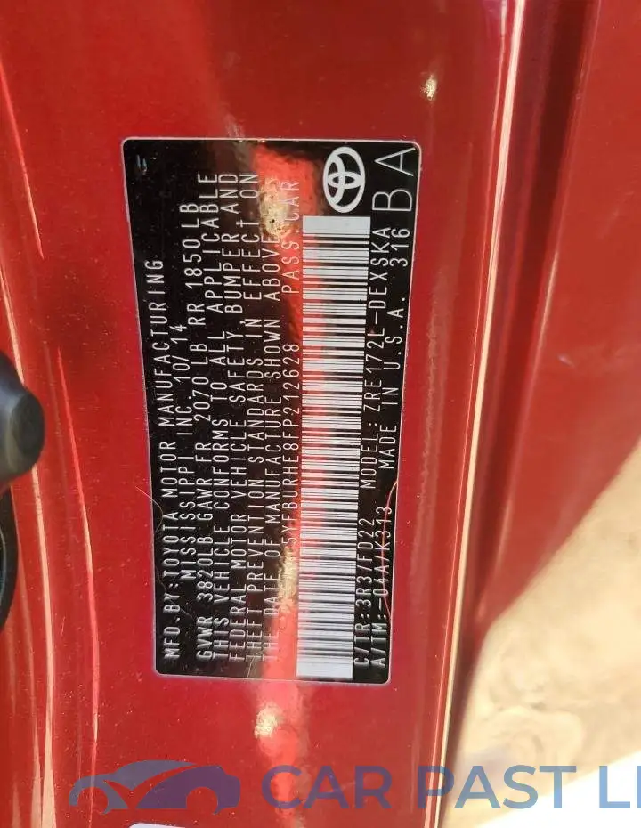 5YFBURHE8FP212628# 12