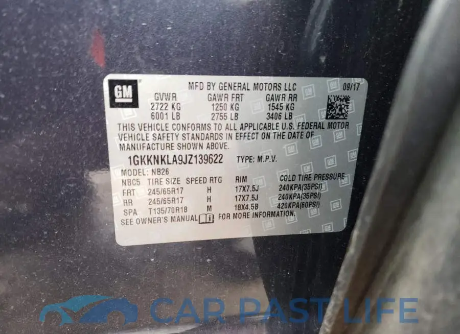 1GKKNKLA9JZ139622# 12