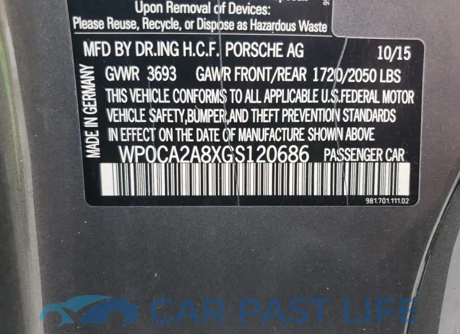 WP0CA2A8XGS120686# 12