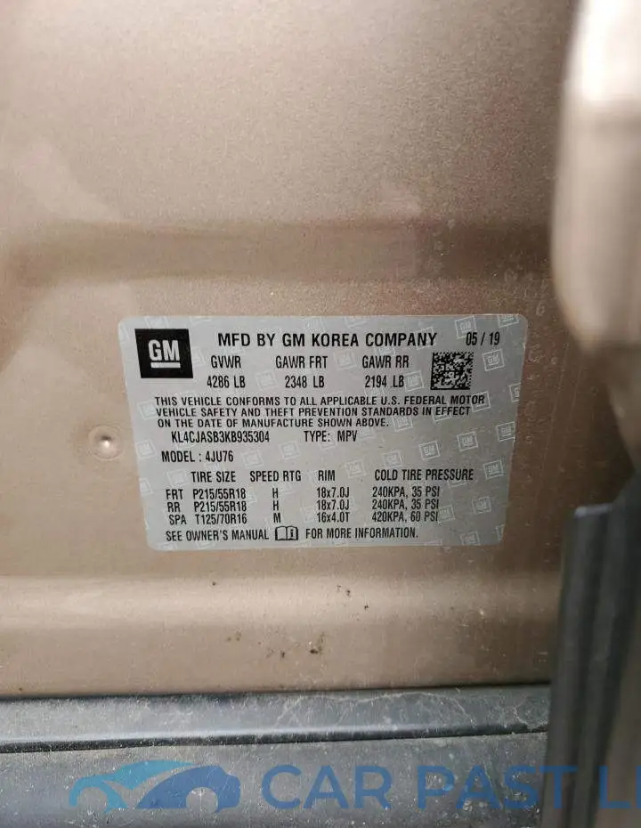 KL4CJASB3KB935304# 13