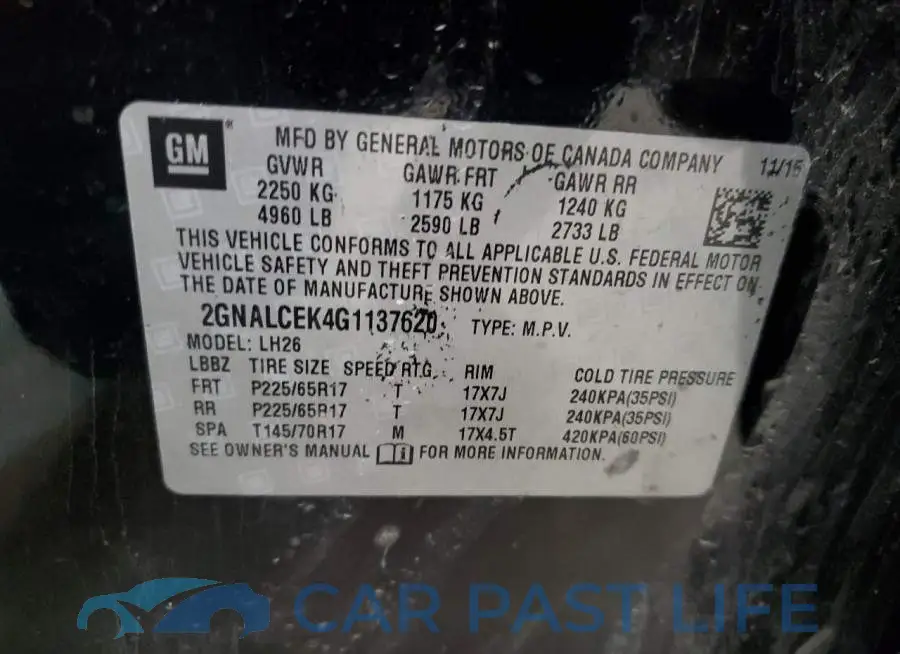 2GNALCEK4G1137620# 13