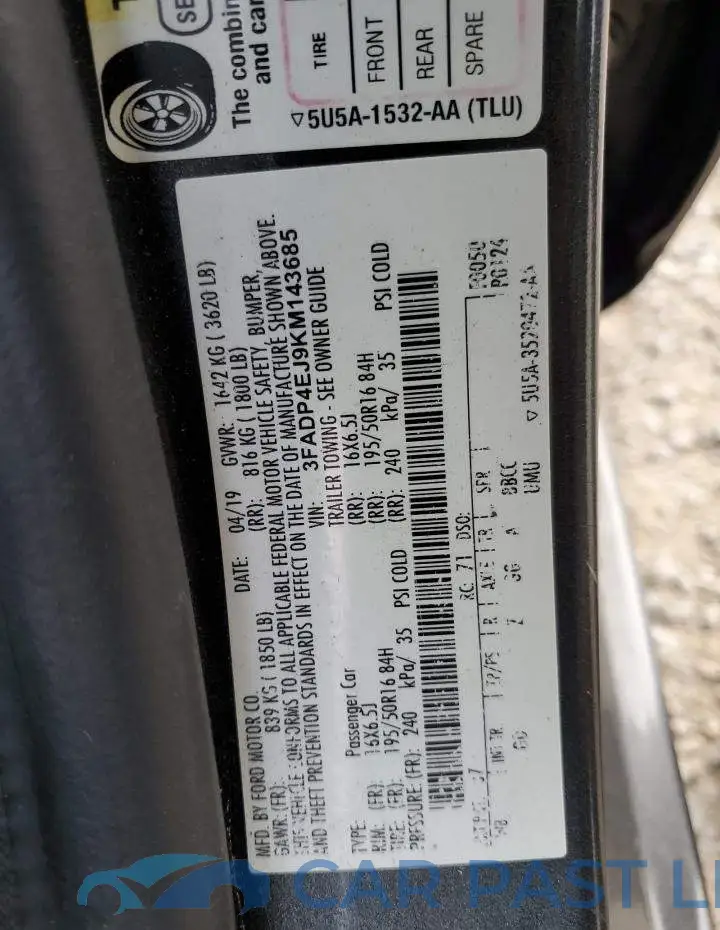 3FADP4EJ9KM143685# 12