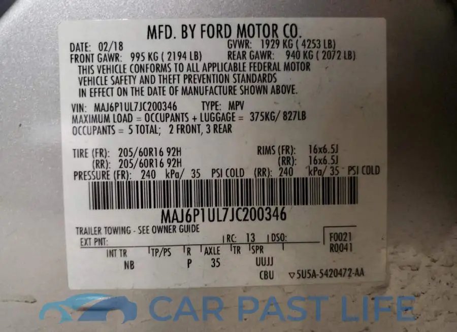 MAJ6P1UL7JC200346# 13