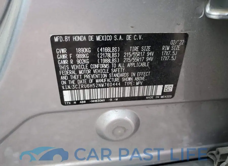 3CZRU6H52NM760444# 12