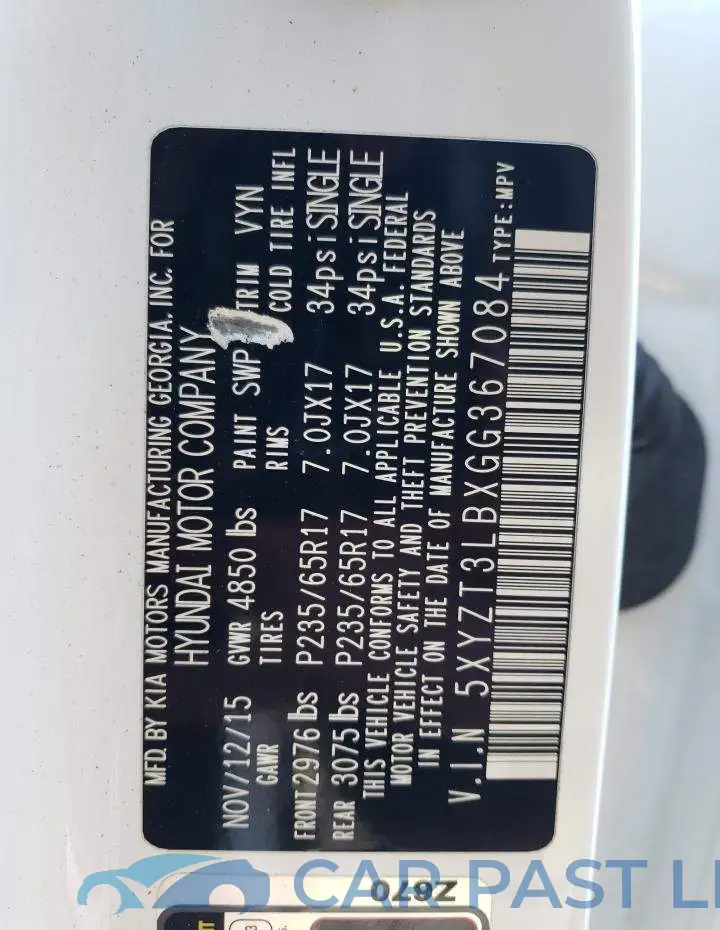 5XYZT3LBXGG367084# 12