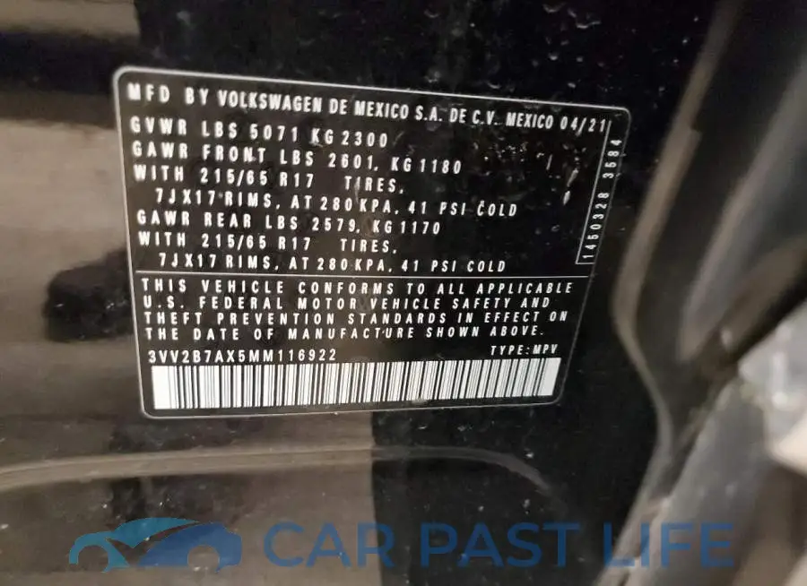 3VV2B7AX5MM116922# 12