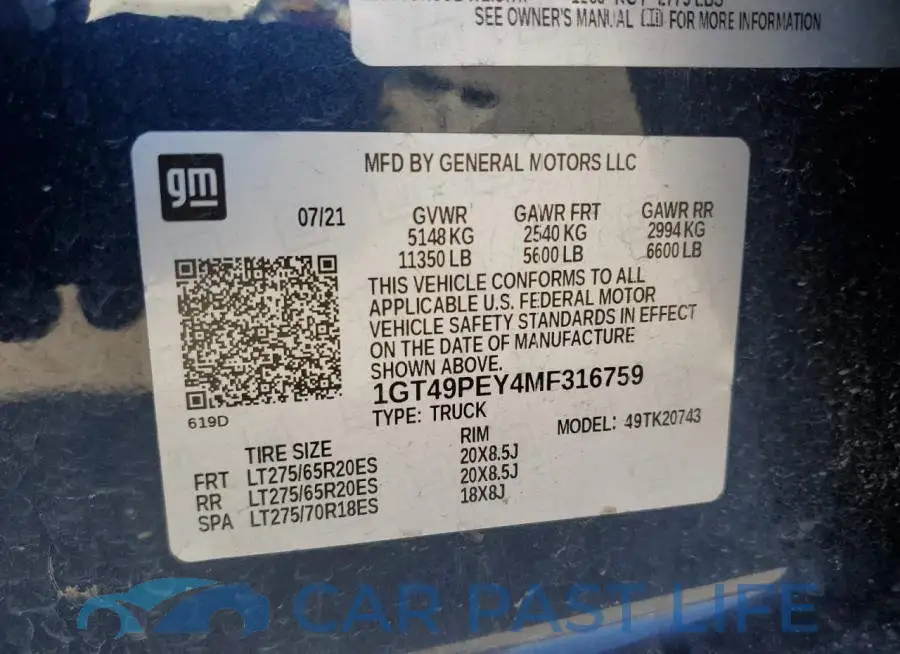 1GT49PEY4MF316759# 12