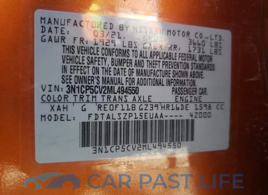 3N1CP5CV2ML494550# 13