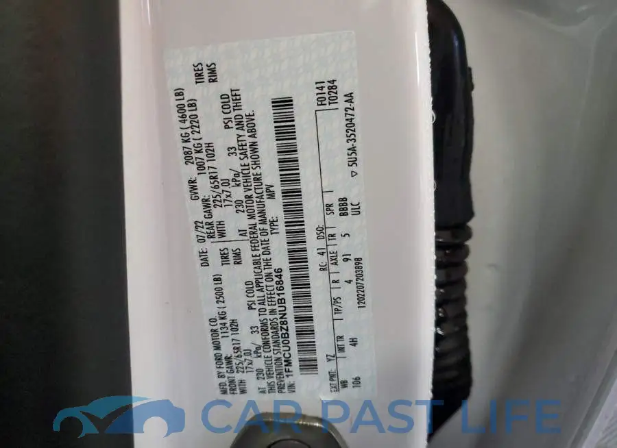 1FMCU0BZ8NUB16846# 12