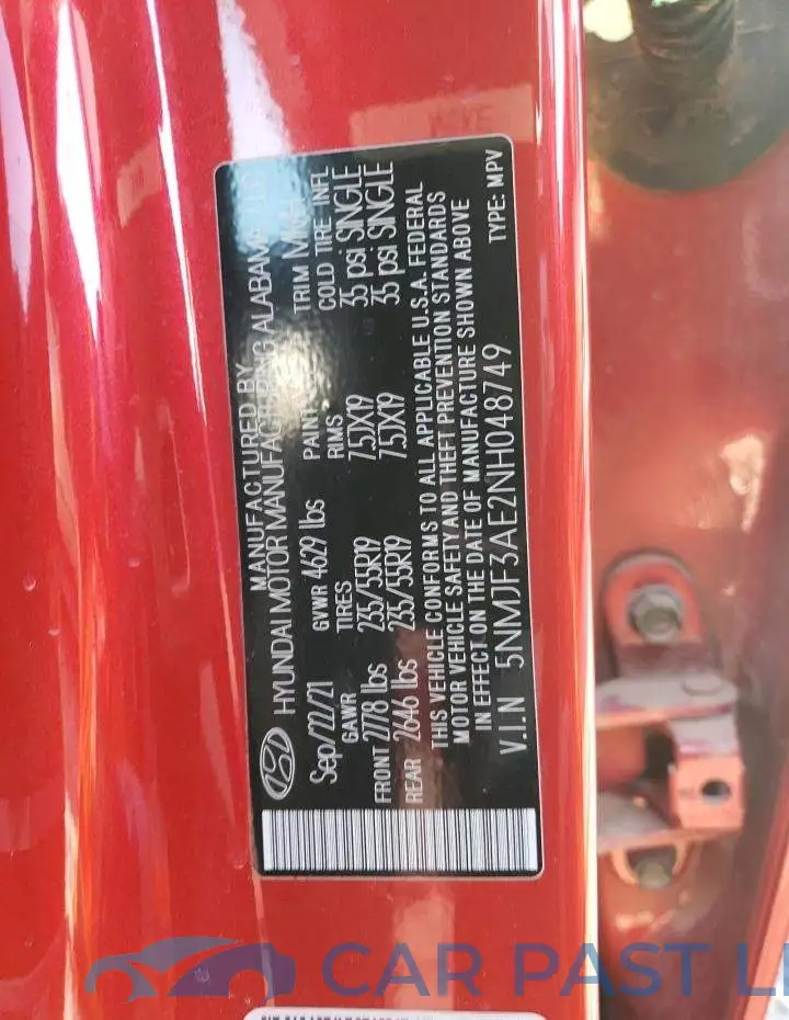 5NMJF3AE2NH048749# 13