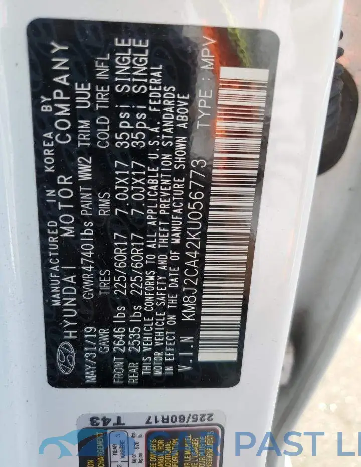 KM8J2CA42KU056773# 13
