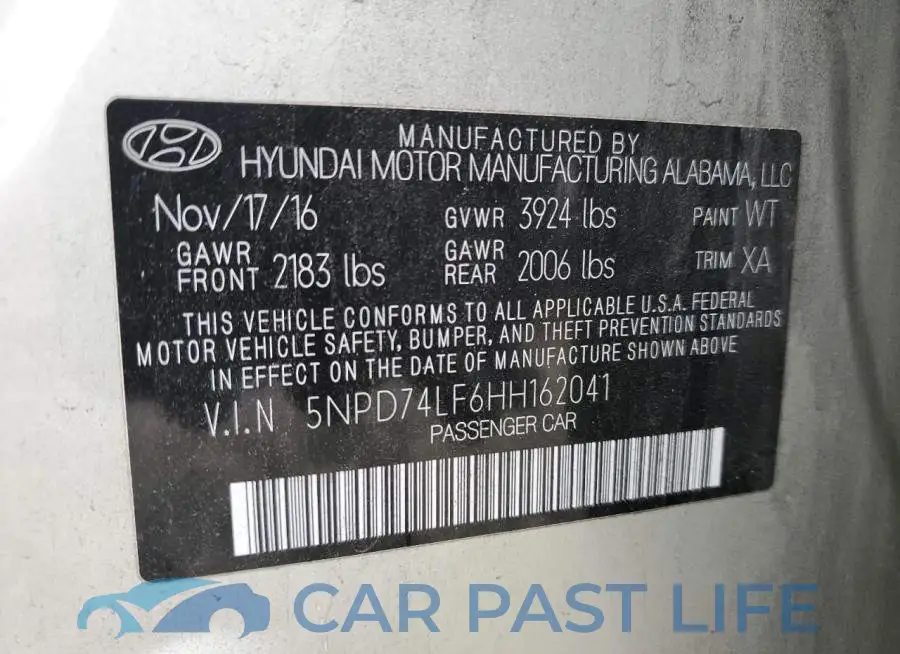 5NPD74LF6HH162041# 12