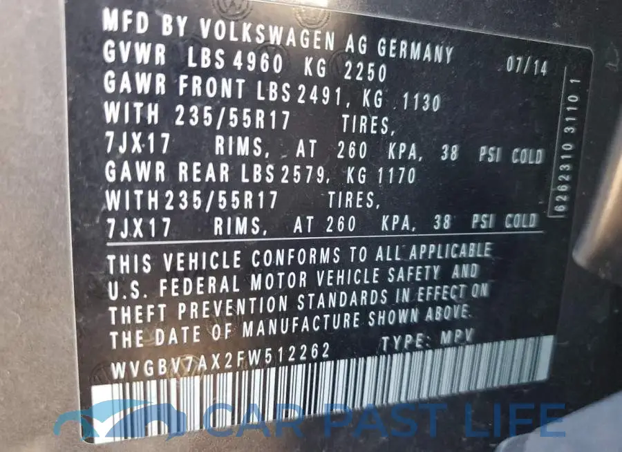 WVGBV7AX2FW512262# 12