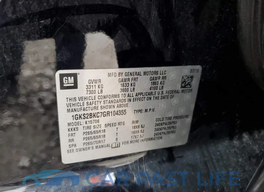 1GKS2BKC7GR104355# 14