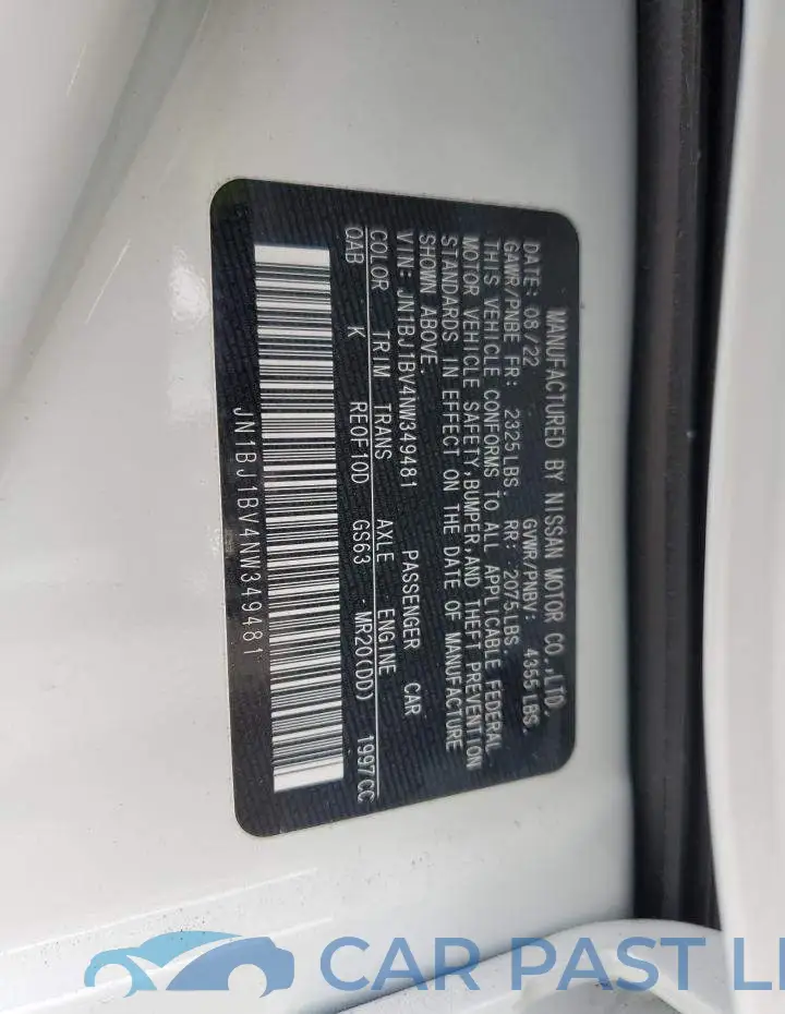 JN1BJ1BV4NW349481# 13