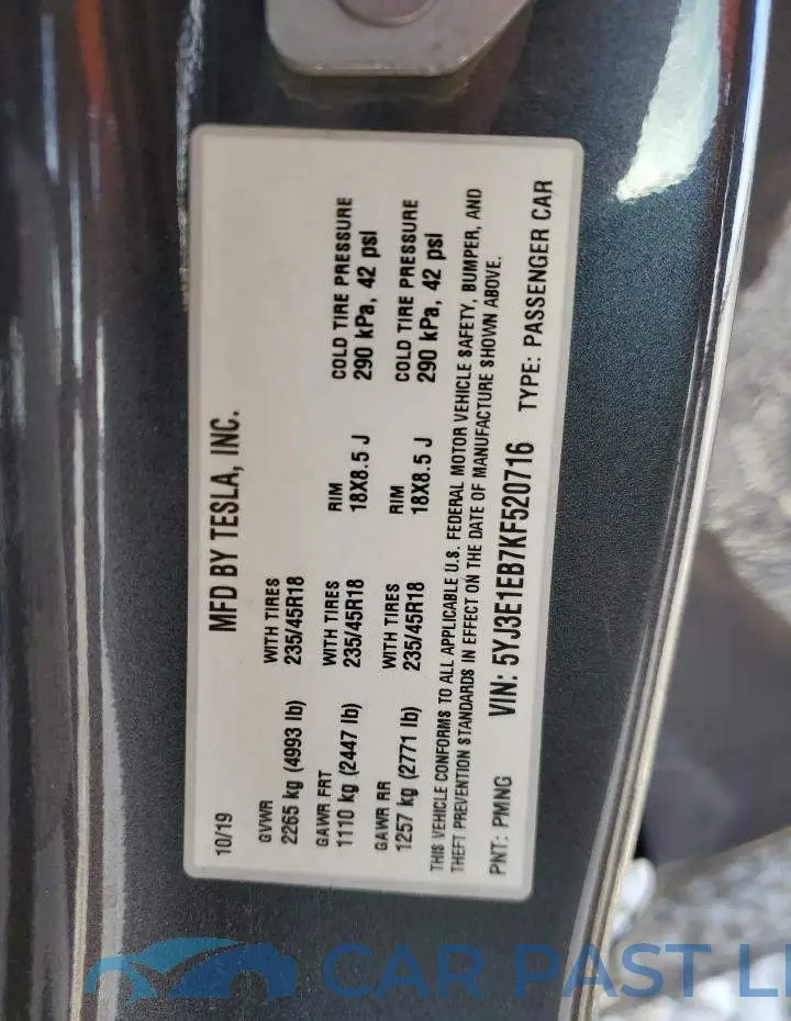 5YJ3E1EB7KF520716# 12