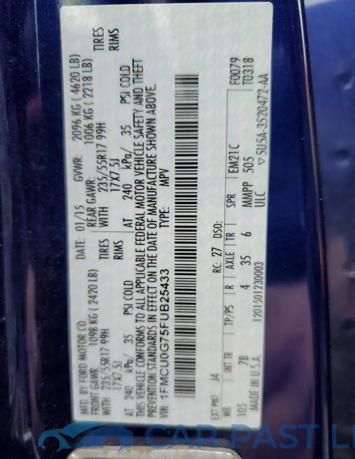 1FMCU0G75FUB25433# 13