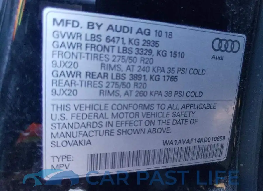 WA1AVAF14KD010659# 13