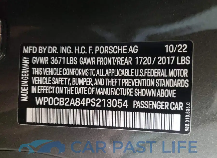 WP0CB2A84PS213054# 12