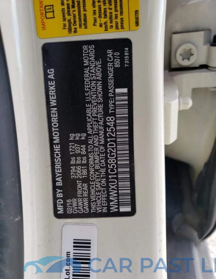 WMWXU1C58G2D12548# 13